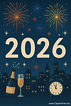 Silvester Clipart zum Neujahr 2026 - Bilder zum Silvester
