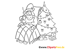 Clipart Schwarz Weiss zum Jahreswechsel, Silvester, Neujahr