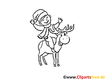 Elch und Santa Ausmalbild