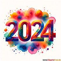2024 bunte Zahlen zum Silvester PNG-Bild