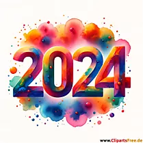 2024 bunte Zahlen zum Silvester PNG-Bild