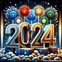 2024 Frohes Neues Jahr 3D Clipart