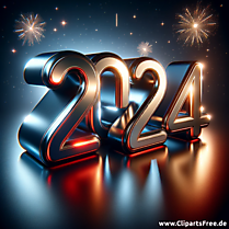 3D Illustration zum Neujahr 2024