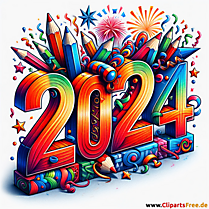 Bunte Zahlen 2024 zum Feiern vom Silvester