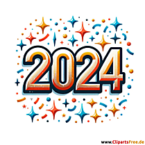 Einfaches Clip Art mit Zahlen 2024 zum Silvester