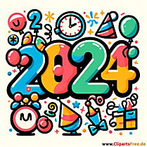 Frohes Neues Jahr 2024 Clip Art