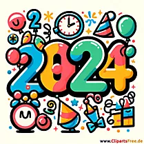 Frohes Neues Jahr 2024 Clip Art