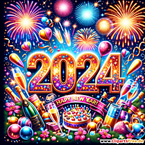 Frohes Neues Jahr 2024 Clipart