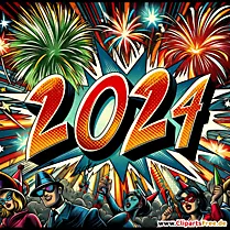 Frohes Neues Jahr 2024 Comic Bild