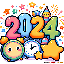 Frohes Neues Jahr Clipart 2024