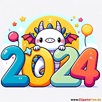 Frohes Neues Jahr Clipart zum Silvester 2024