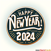 Happy New Year 2024 Vintage Clipart