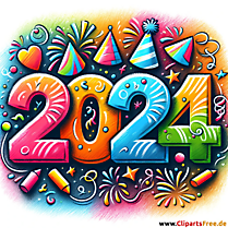Silvester 2024 Clipart-Grafik