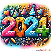 Silvester 2024 Clipart-Grafik