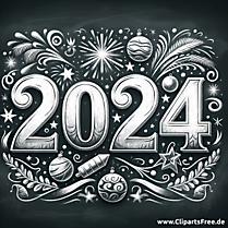 Silvester 2024 Vintage Illustration