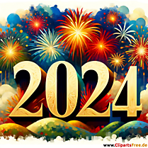 Silvester feiern Clipart im Gemäldestil