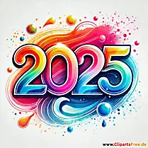 2025 bunte Zahlen zum Silvester PNG-Bild