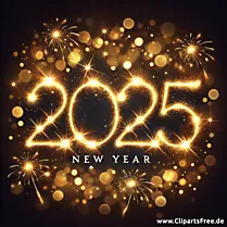2025 Glückwunsch zum Neujahr mit Feuerzahlen