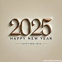 2025 Grußkarte mit goldenen Buchstaben zum Neujahr