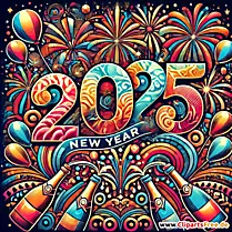 Feuerwerke mit Zahl 2025 zum Silvester Illustration