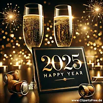 Sektgläser zum SIlvester Glückwunschkarte, Gruß. Clipart