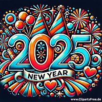 Silvester 2025 Clipart-Grafik