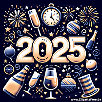 Silvester Clipart 2025 - Bilder zum Silvester