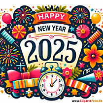 Silvester Clipart zum Neujahr 2025 - Bilder zum Silvester