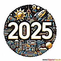 Zahl 2025 - Bilder zum Silvester