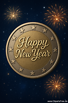 Münze mit Glüchwunsch 'Happy New Year'