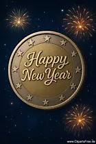 Münze mit Glüchwunsch 'Happy New Year'