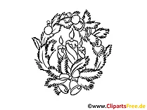 Kranz mit Kerzen Bild zum Ausmalen