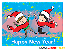 Neujahrskarte zu Silvester mit Kindern