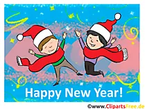 Neujahrskarte zu Silvester mit Kindern