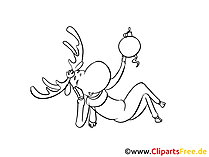 Santa Claus Elch zum Neujahr Ausmalbild