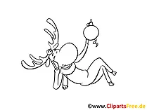 Santa Claus Elch zum Neujahr Ausmalbild