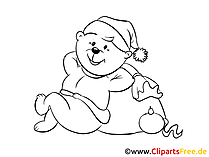 Silvester Teddy zum Ausmalen