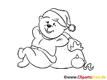 Silvester Teddy zum Ausmalen