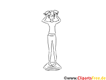 Mädchen auf Waage Clipart schwarz-weiss