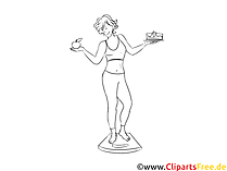 Schlanke Frau auf Waage - Gewicht Bilder