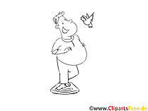 Schwarz-weisse Illustration zum Thema Abnehmen