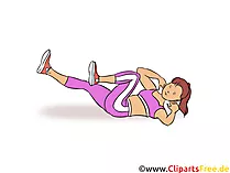 Bauchübung Mädchen im Fitnessstudio Clipart, Illustration, Bild