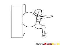 Illustration Fitness Frau PNG, Zeichnung, Bild schwarz-weiss