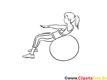 Gymnastikball Übungen für Frauen Illustration, Zeichnung, Bild