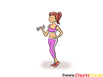 Junge Frau Krafttraining Clipart, Illustration, Bild