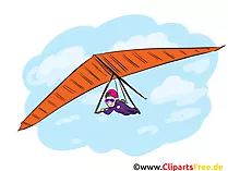 Fliegen Mit Deltaplan Cartoon, Clipart, Bild, Comic, Illustration