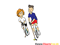 Golf auf Fahrrad Clipart, Bild, Cartoon, Comic, Illustration
