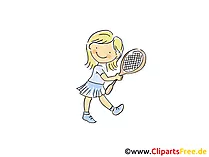 Mädchen spielt Tennis Bild, Sport Clipart, Comic, Cartoon, Image gratis