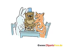 Schachpartie Cartoon, Clipart, Bild, Illustration
