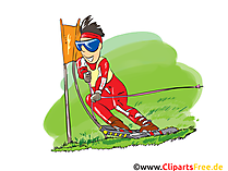 Ski im Sommer Cartoon, Clipart, Bild, Comic, Illustration